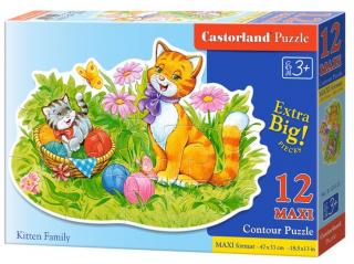 Puzzle Contour maxi 12 dílků - Kočičí rodinka