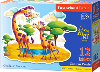 Puzzle Contour maxi 12 dílků- Žirafy na Savaně
