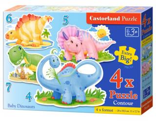Puzzle sada 4v1-Dino 4, 5, 6 a 7 dílků - pro nejmenší děti