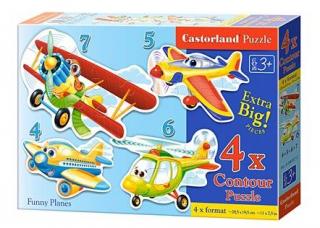 Puzzle sada 4v1- Letadla- sada 4,5,6 a 7 dílků - pro nejmenší děti