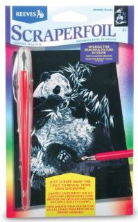 Seškrabovací obrázek - mini - Stříbrný - panda