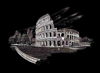 Seškrabovací obrázek stříbrný 30x40cm - Koloseum Řím
