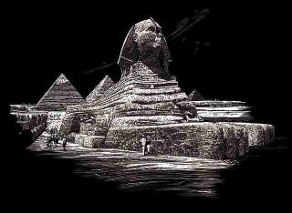 Seškrabovací obrázek stříbrný 30x40cm - Sfinga pyramida
