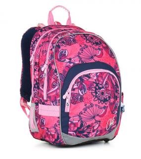 Školní batoh Topgal CHI 871 H - Pink - Květy a motýl