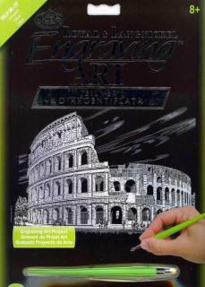 Škrabací obrázek stříbrný 25x20cm -  Koloseum
