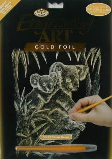 Škrabací obrázek zlatý 25x20cm - Koala