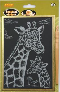 Škrabací obrázek - zlatý - žirafa