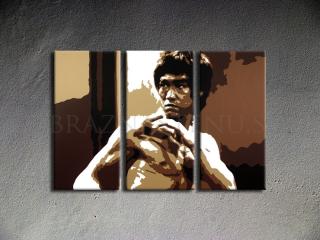 Ručne maľovaný POP Art AL Bruce Lee 3 dielny 120x80cm