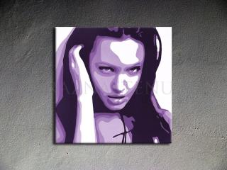 Ručne maľovaný POP Art Angelina Jolie 1 dielny 100x100cm