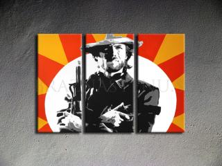 Ručne maľovaný POP Art Clint Eastwood 3 dielny 120x80cm