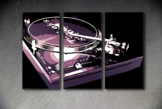 Ručne maľovaný POP Art DJ 3 dielny 120x80cm