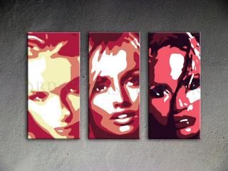 Ručne maľovaný POP Art Faces 3 dielny 120x80cm