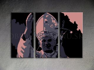 Ručne maľovaný POP Art Ján Pavol II. 3 dielny 120x80cm