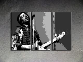Ručne maľovaný POP Art Jimmy Hendrix 3 dielny 120x80cm