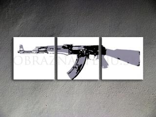 Ručne maľovaný POP Art Kalashnikov 3 dielny 150x50cm