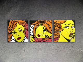 Ručne maľovaný POP Art LICHTENSTEIN 3 dielny 150x50cm