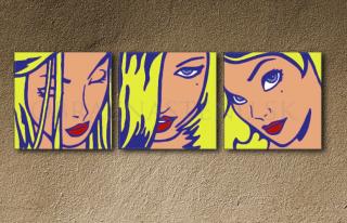 Ručne maľovaný POP Art LICHTENSTEIN 3 dielny 150x50cm