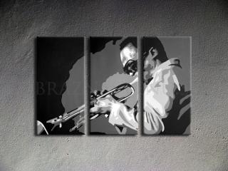 Ručne maľovaný POP Art Miles Davis 3 dielny 120x80cm