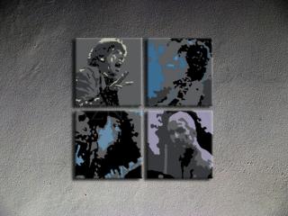 Ručne maľovaný POP Art Rolling Stones 4 dielny 100x100cm