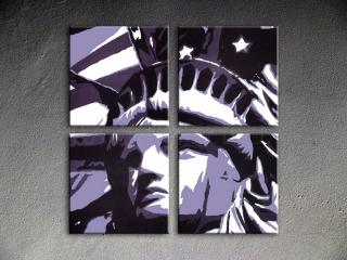 Ručne maľovaný POP Art Socha Slobody 4 dielny 100x100cm