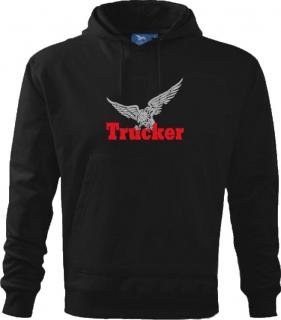 Truck mikina s kapucí černá eagle TRUCKER s výšivkou