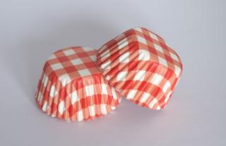Mini papírové košíčky - 2,5 x 2 - kárované červené 48ks