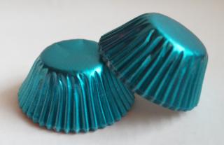 Mini papírové košíčky - 2,6 x 1,8 - metalické modré 48 ks