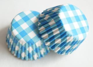 Mini papírové košíčky - 2,6 x 2,0 - modré kárované 48 ks