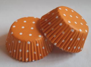 Mini papírové košíčky 3,5 x 2 cm puntíkované oranžové
