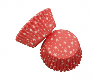 Papírové košíčky na muffiny - červené hvězdičky 48 ks
