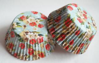 Papírové košíčky na muffiny - květiny 48 ks