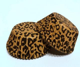 Papírové košíčky na muffiny - leopard tmavé 48 ks