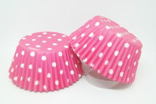 Papírové košíčky na muffiny - puntíkované růžové 48 ks