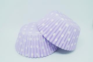 Papírové košíčky na muffiny - puntíkované sv. fialové 48 ks