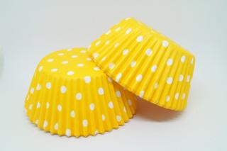 Papírové košíčky na muffiny - puntíkované tm. žluté 48 ks