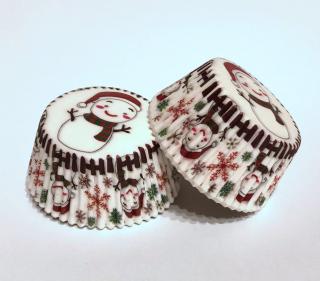 Papírové košíčky na muffiny - sněhulák 48 ks