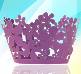 Vyřezávané košíčky - květinky fialové 12ks