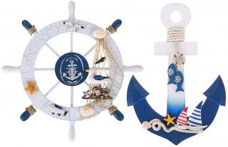 Kormidlo a kotva námořnická dekorace sada