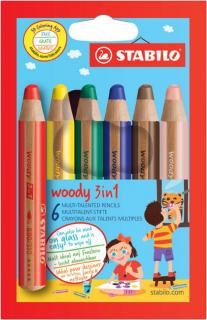 Multifunkční pastelky STABILO® woody 3 in 1 - 6 barev