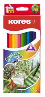 Pastelky trojhranné Kores akvarelové - 12 barev