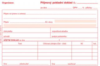 Příjmový pokladní doklad i pro podvojné účetnictví - A6 / nečíslovaný 50 listů / NCR / PT030