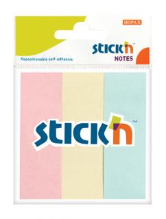 Samolepicí záložky Stick´n by Hopax - 25 x 76 mm / 3 x 50 lístků / pastelové barvy