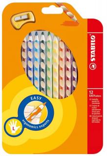 Trojhranné pastelky STABILO® EASYcolors - 12 barev / pro leváky