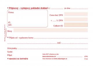 Univerzální příjmový - výdajový pokladní doklad - A6 / nečíslovaný 50 listů / NCR PT060