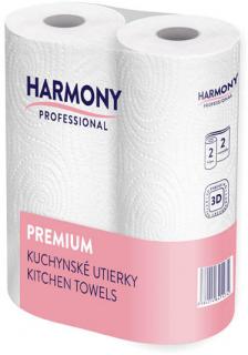 Utěrky papírové v roli Harmony Professional - dvouvrstvé / 2 ks / bílé s potiskem 11 m