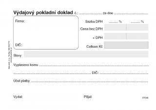 Výdajový pokladní doklad - A6 / nečíslovaný 50 listů / ET040