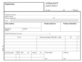 Výdajový pokladní doklad MSK - A6 / nečíslovaný 100 listů / 40