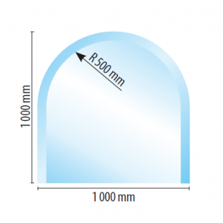 Sklo pod kamna zaoblené 100 x 100 cm