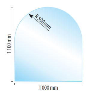 Sklo pod kamna zaoblené 100 x 110 cm