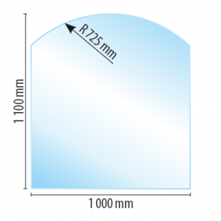 Sklo pod kamna zaoblené 100 x 110 cm
